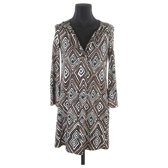 DIANE VON FURSTENBERG Boho Silk Vintage Tribal Print Tunic Dress Size 4 - Picture 4 of 10